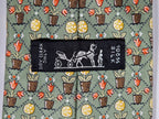 Hermès silk tie green flower in pots pattern 7692 OA