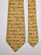 007699 Hermès tie yellow rabbit pattern 7699 OA