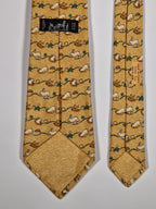 007699 Hermès tie yellow rabbit pattern 7699 OA