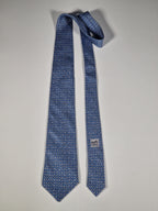 Hermès silk tie blue flower pattern 7701 OA