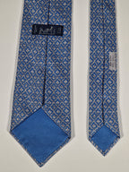 Hermès silk tie blue flower pattern 7701 OA