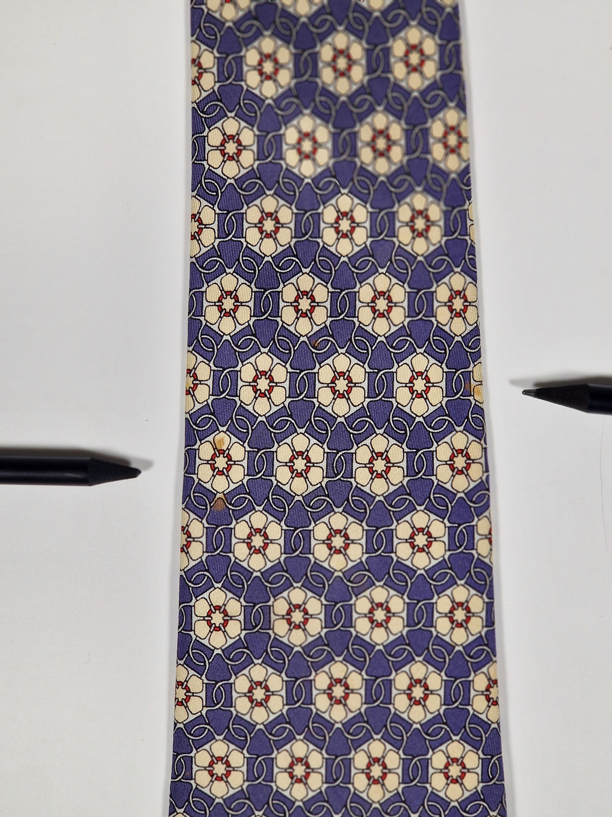 007707 Hermès tie blue equestrian pattern 7707 OA