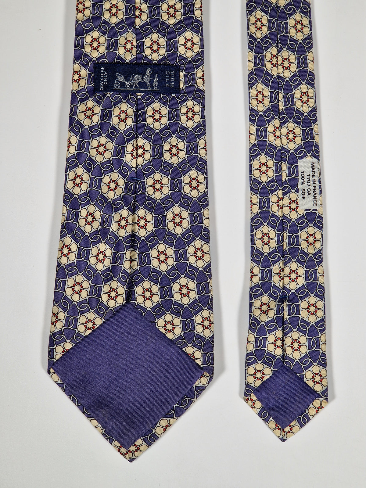 007707 Hermès tie blue equestrian pattern 7707 OA