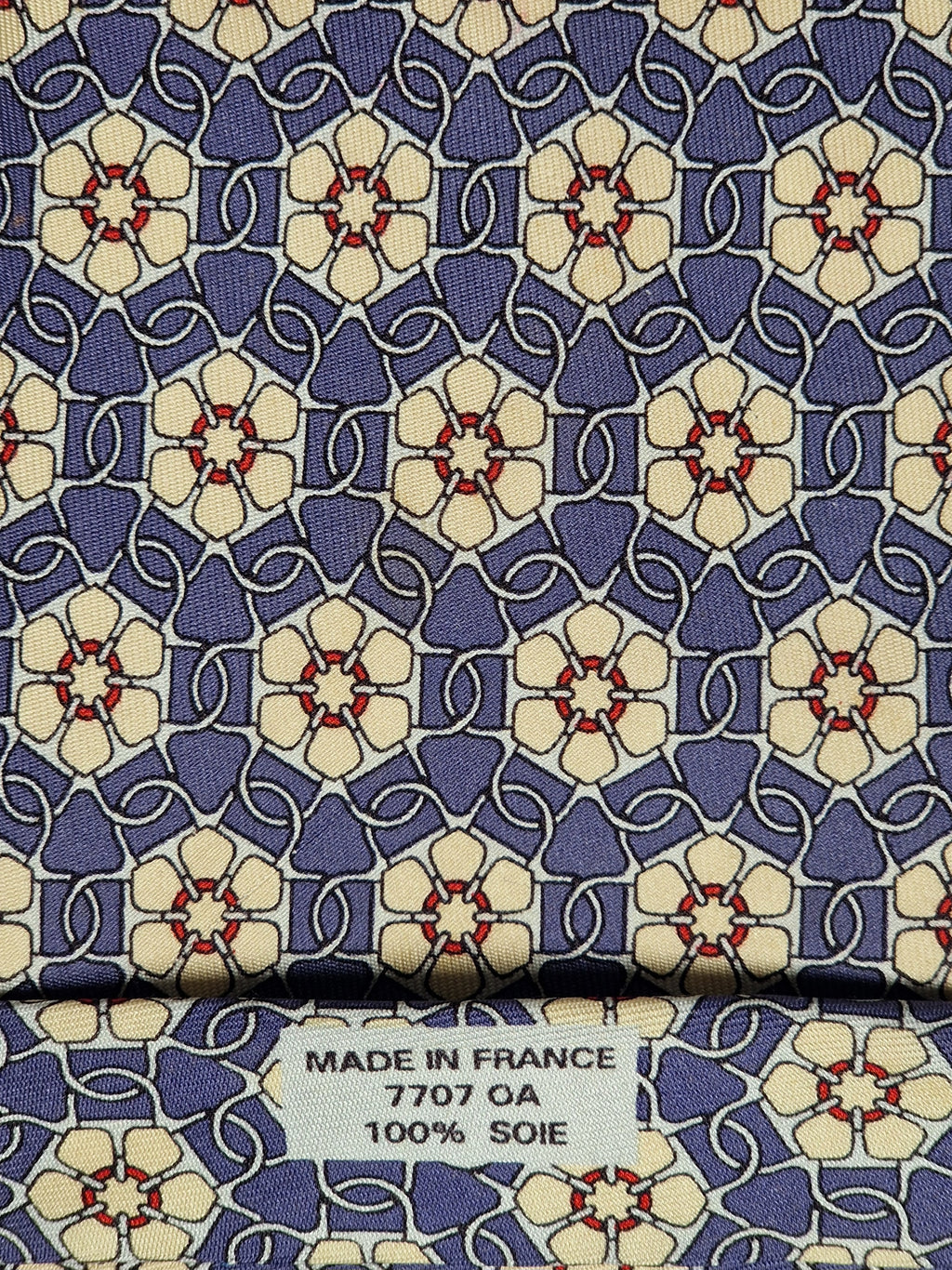 007707 Hermès tie blue equestrian pattern 7707 OA