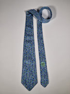 Hermès silk tie blue flower pattern Hermès 7710 OA tie blue