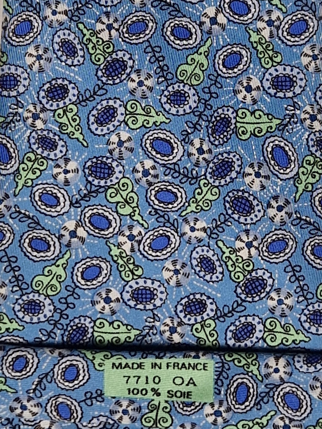 Hermès silk tie blue flower pattern Hermès 7710 OA tie blue