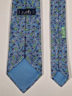 Hermès silk tie blue flower pattern Hermès 7710 OA tie blue
