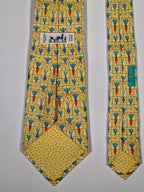 Hermès silk tie yellow root vegetable pattern 7712 OA