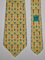 Hermès silk tie yellow root vegetable pattern 7712 OA