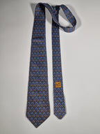 007719 Hermès tie blue flower pattern 7719 OA