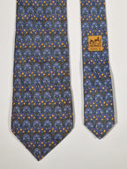 007719 Hermès tie blue flower pattern 7719 OA