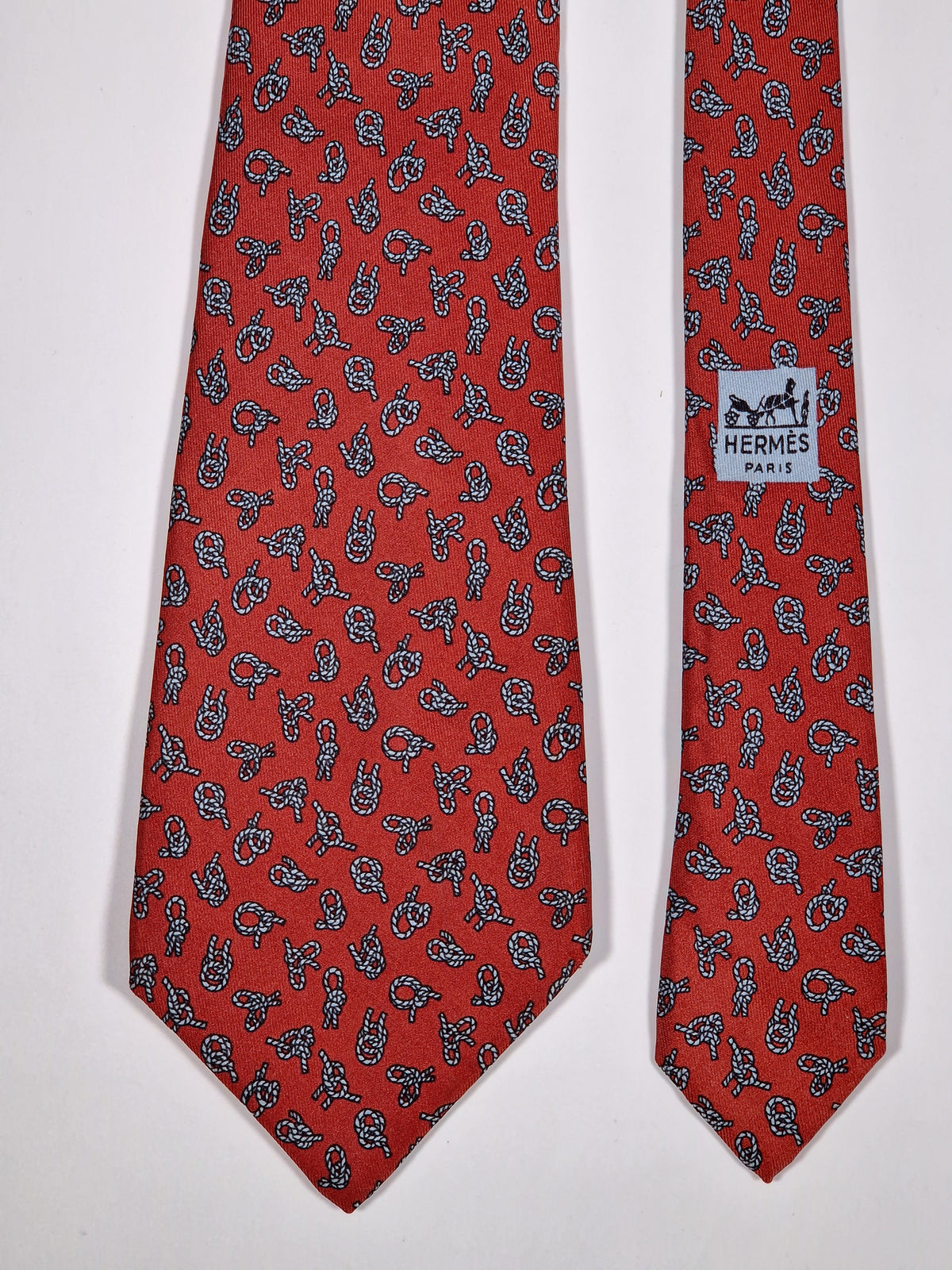 000771 Hermès tie red knot pattern 771 UA