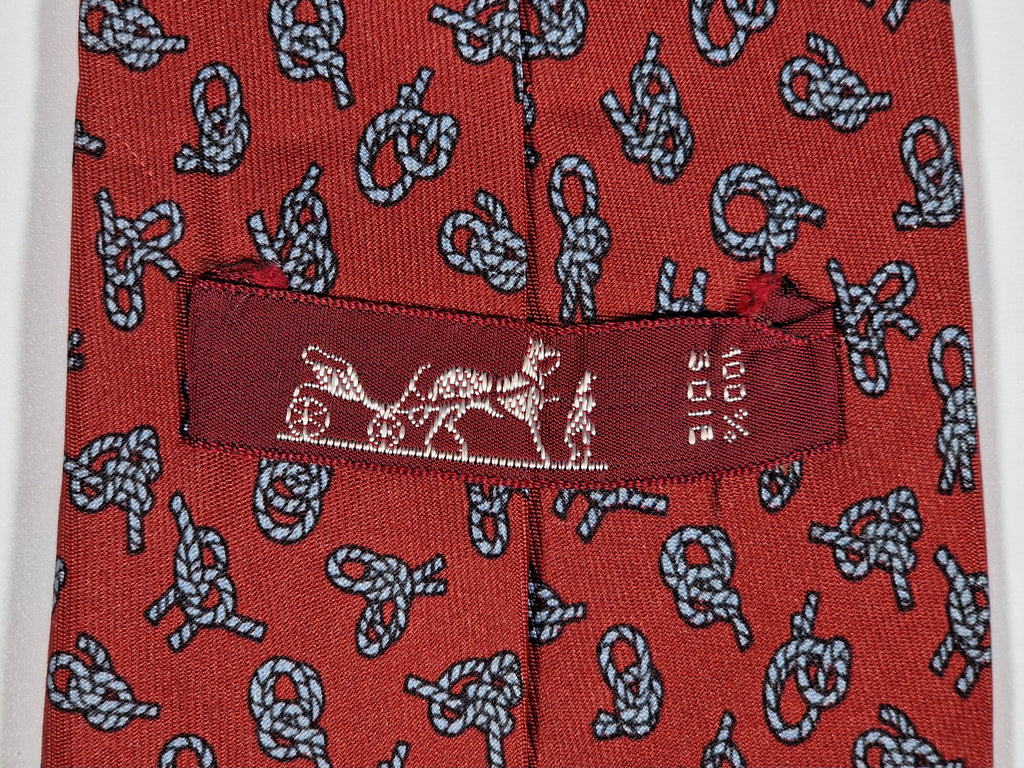 000771 Hermès tie red knot pattern 771 UA