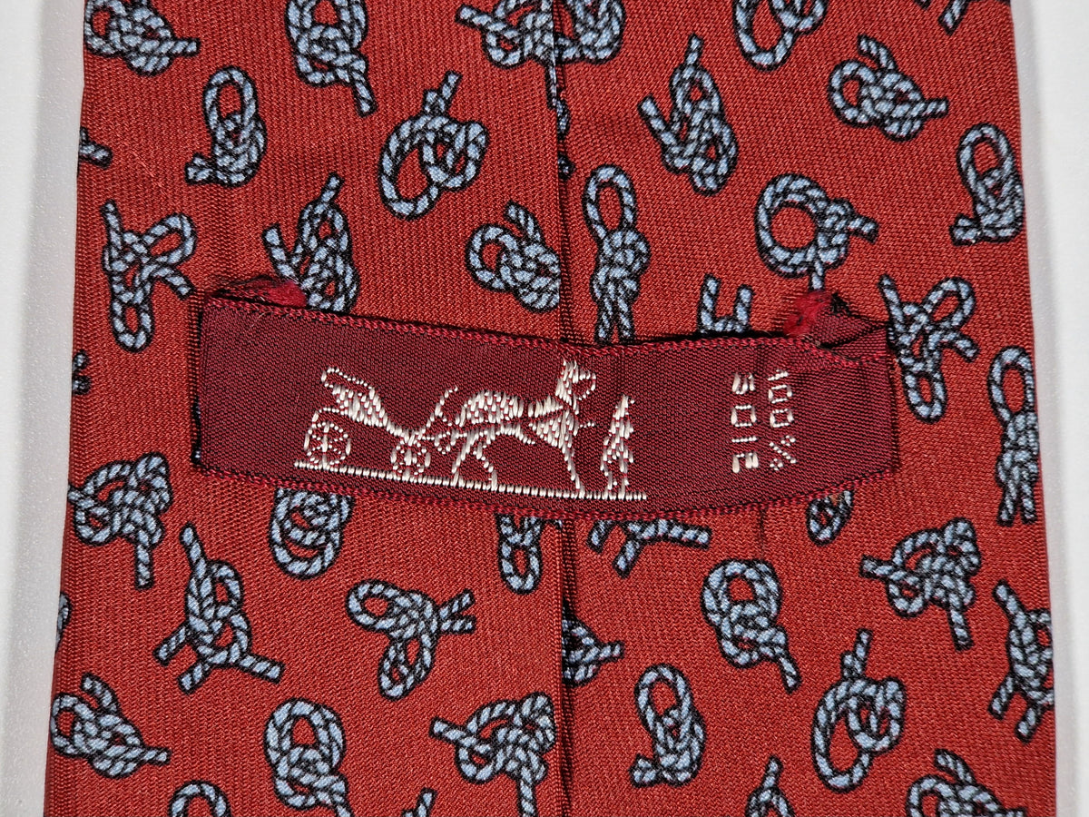 000771 Hermès tie red knot pattern 771 UA