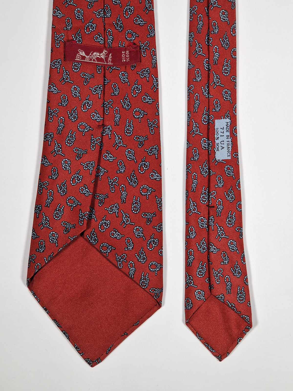 000771 Hermès tie red knot pattern 771 UA