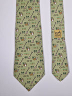 007720 Hermès silk tie green whimsical garden pattern 7720 OA