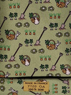 007720 Hermès silk tie green whimsical garden pattern 7720 OA