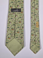 007720 Hermès silk tie green whimsical garden pattern 7720 OA