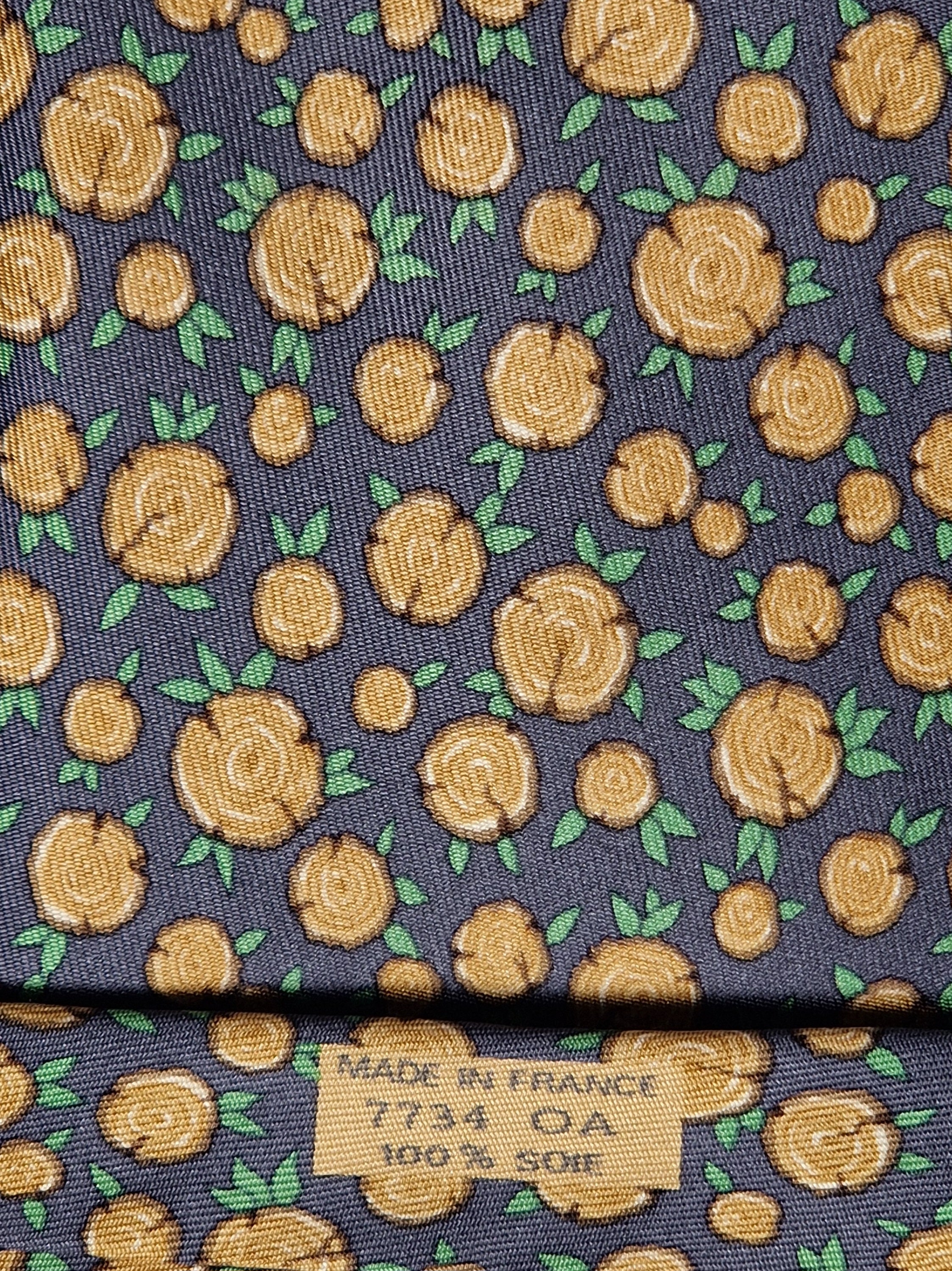Hermès silk tie grey timber 7734 OA