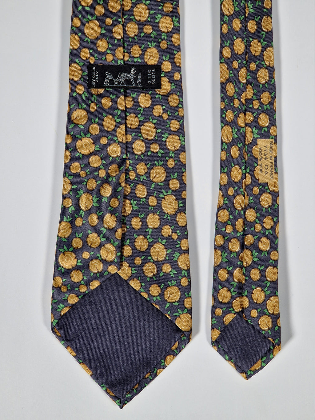 Hermès silk tie grey timber 7734 OA