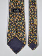 Hermès silk tie grey timber 7734 OA