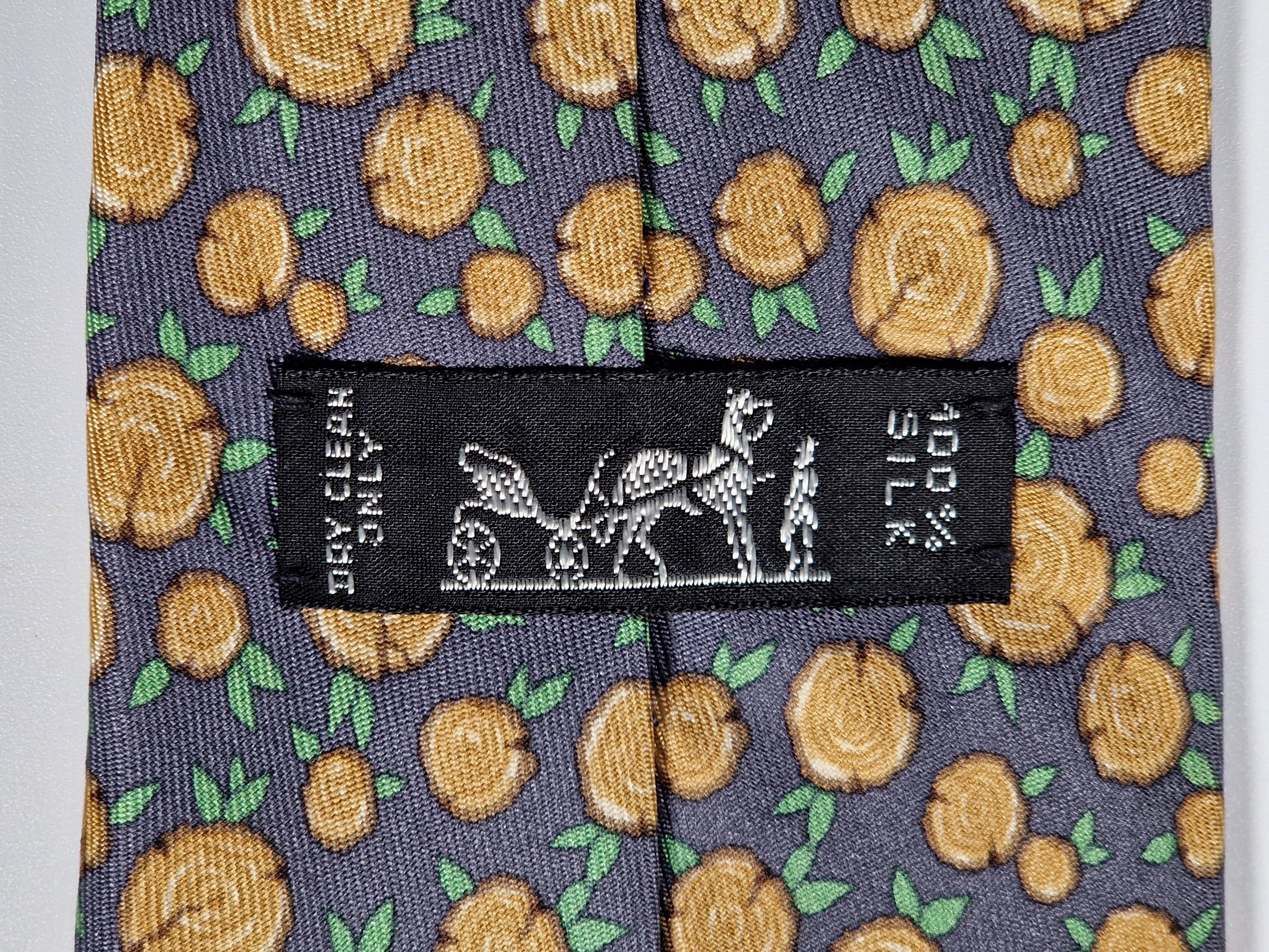 Hermès silk tie grey timber 7734 OA