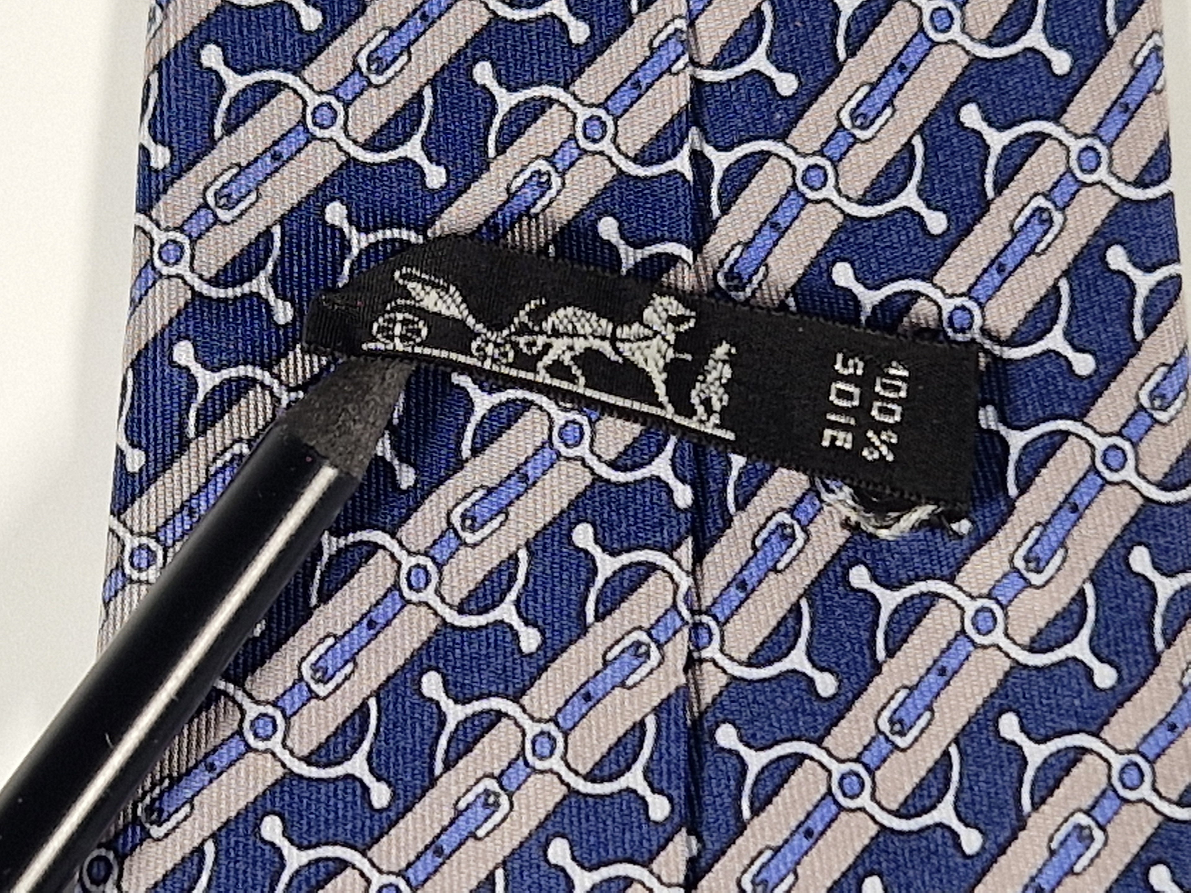 Hermès silk tie Blue and grey Equestrian Toyota Hermès 773 UA tie