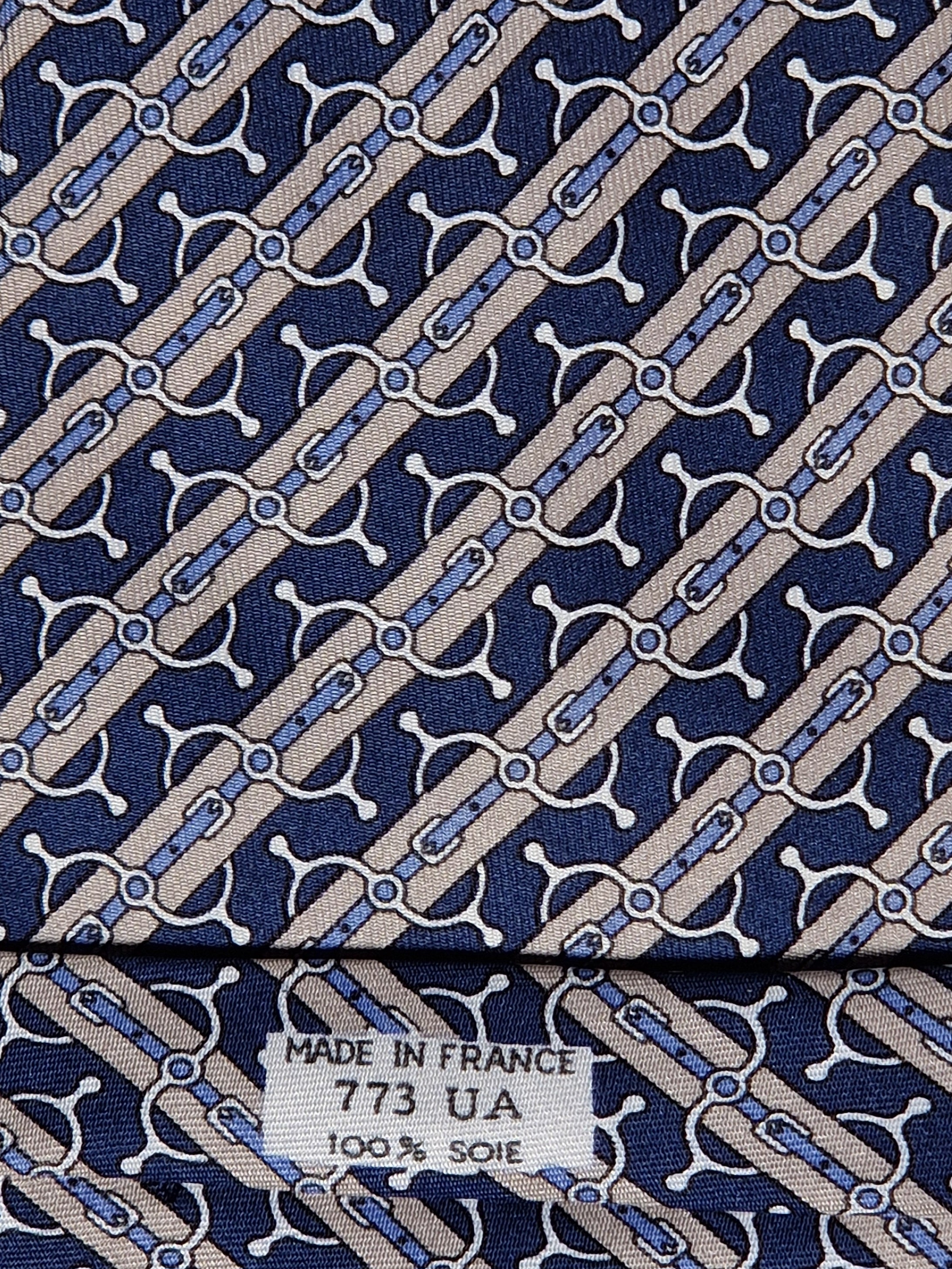 Hermès silk tie Blue and grey Equestrian Toyota Hermès 773 UA tie
