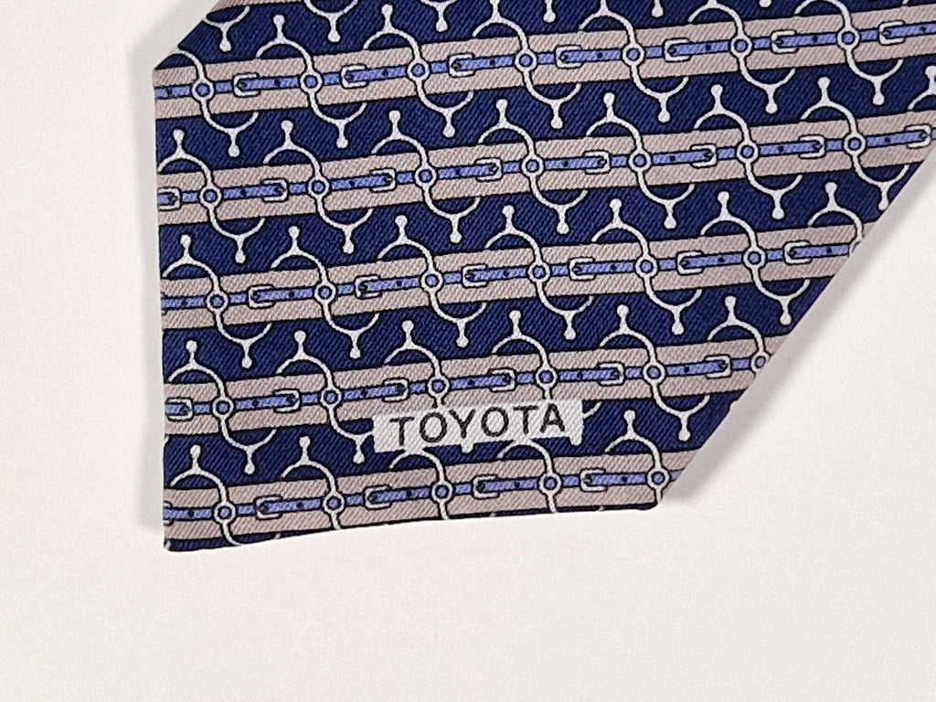 Hermès silk tie Blue and grey Equestrian Toyota Hermès 773 UA tie