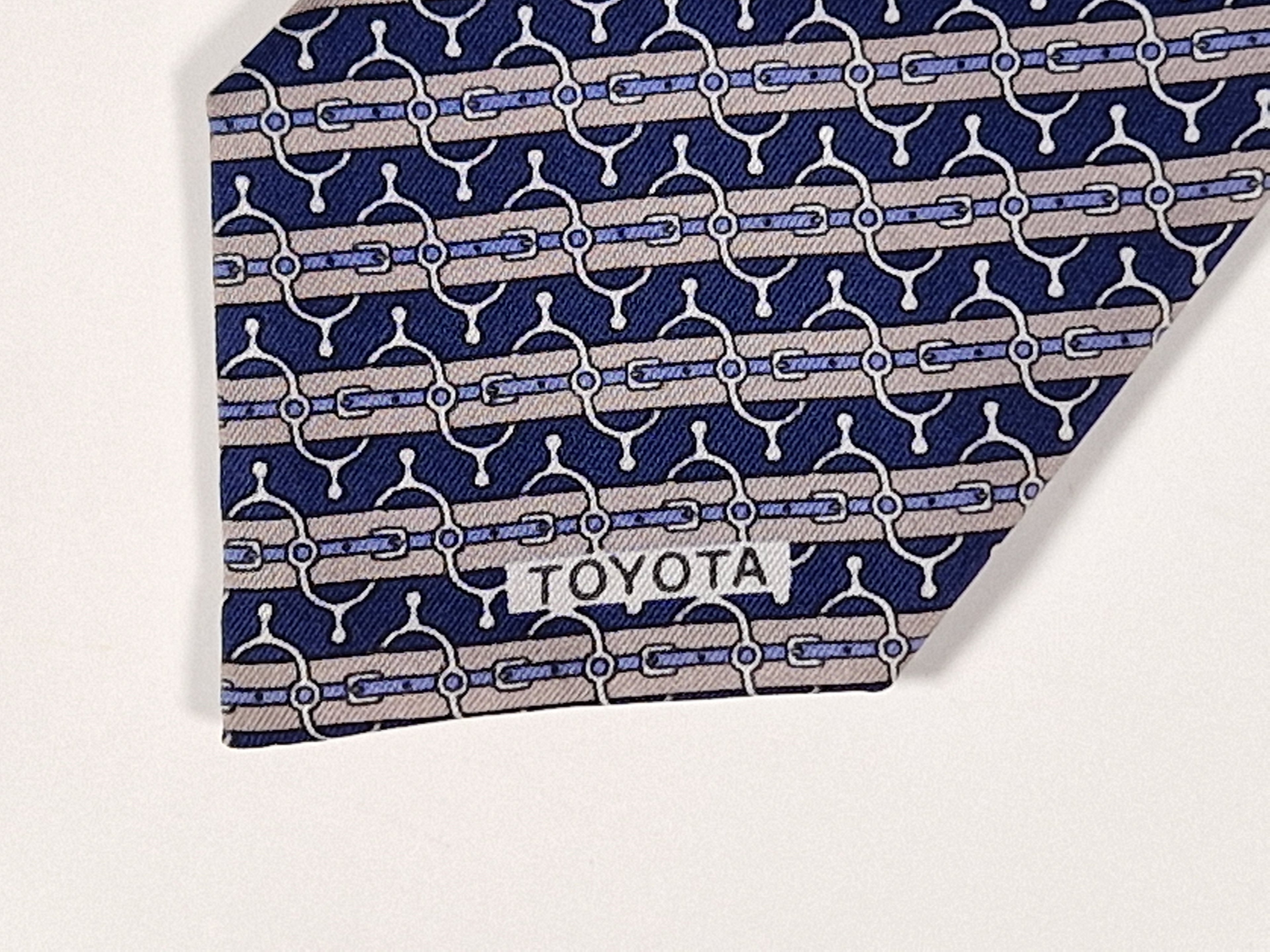 Hermès silk tie Blue and grey Equestrian Toyota Hermès 773 UA tie