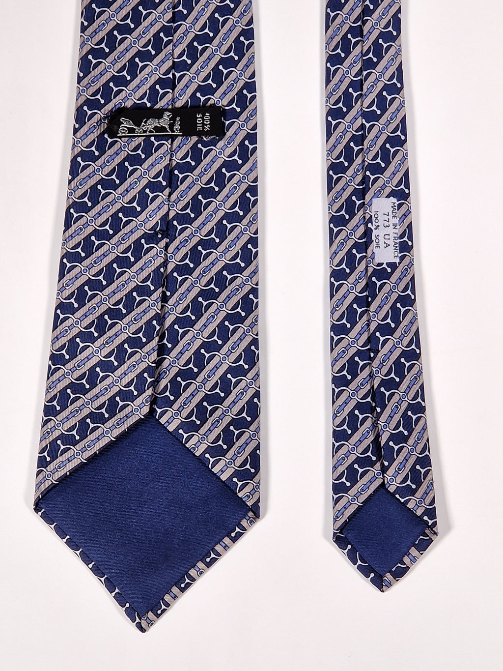 Hermès silk tie Blue and grey Equestrian Toyota Hermès 773 UA tie