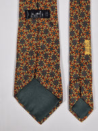 Hermés silk tie green flower pattern 7745 OA with box Box
