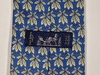 Hermès silk tie blue plants and butterflies 7752 OA
