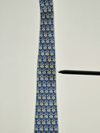 Hermès silk tie blue plants and butterflies 7752 OA
