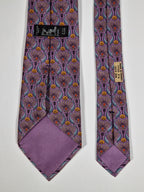 Hermès silk tie purple Poseidons trident and dolphins pattern 7755 FA