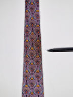 Hermès silk tie purple Poseidons trident and dolphins pattern 7755 FA