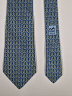 Hermès silk tie green equestrian pattern Hermès 7759 FA tie green