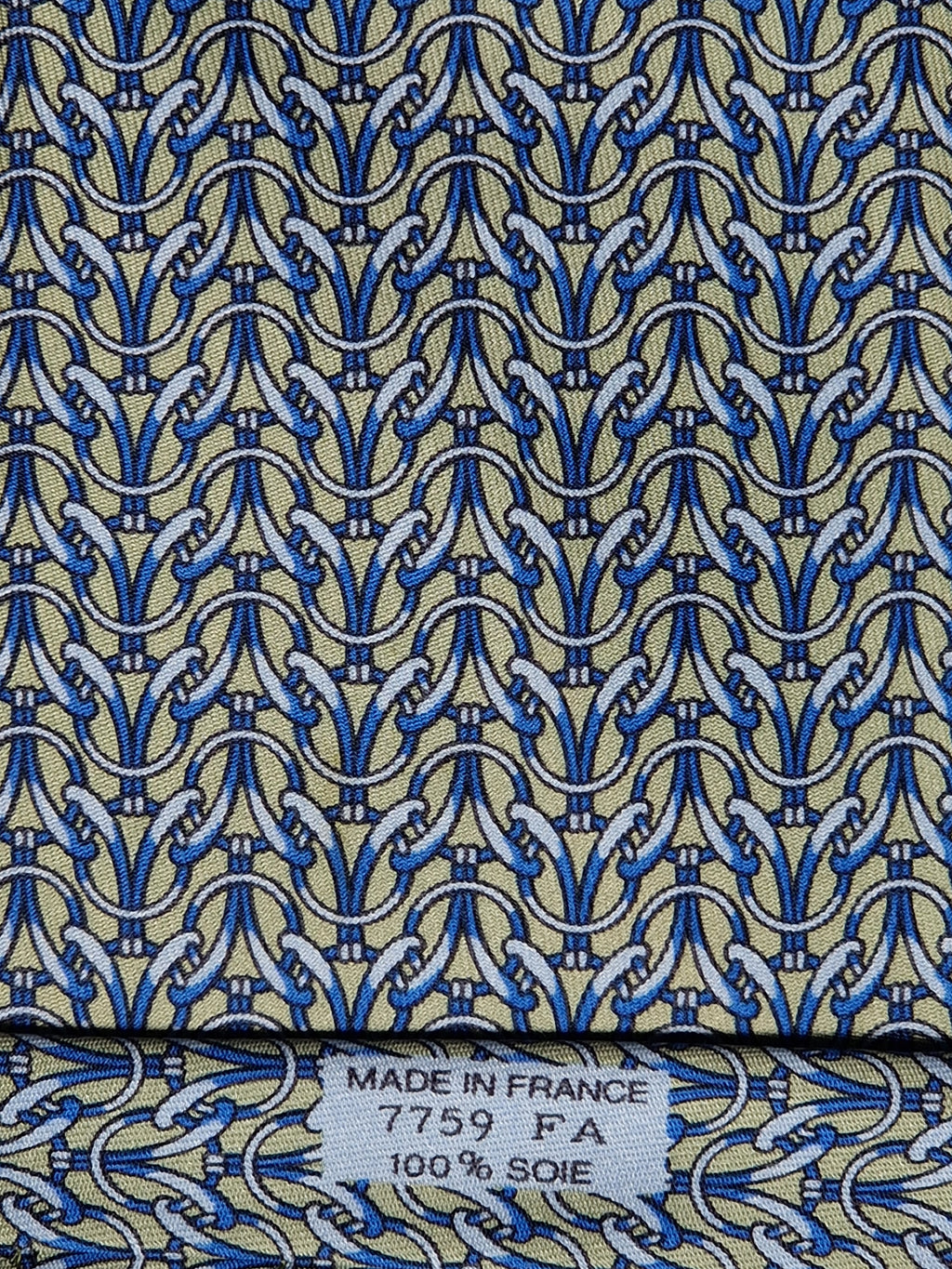 Hermès silk tie green equestrian pattern Hermès 7759 FA tie green