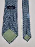 Hermès silk tie green equestrian pattern Hermès 7759 FA tie green