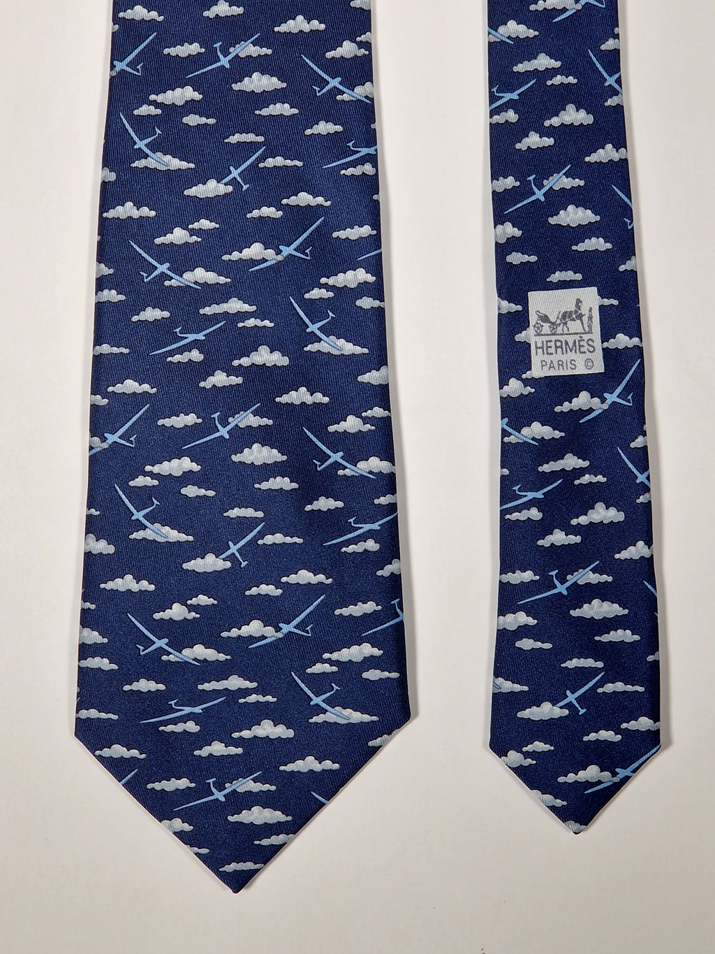 007762 Hermès tie blue aeroplanes 7762 FA