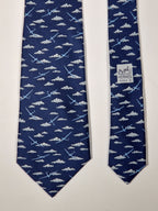 007762 Hermès tie blue aeroplanes 7762 FA