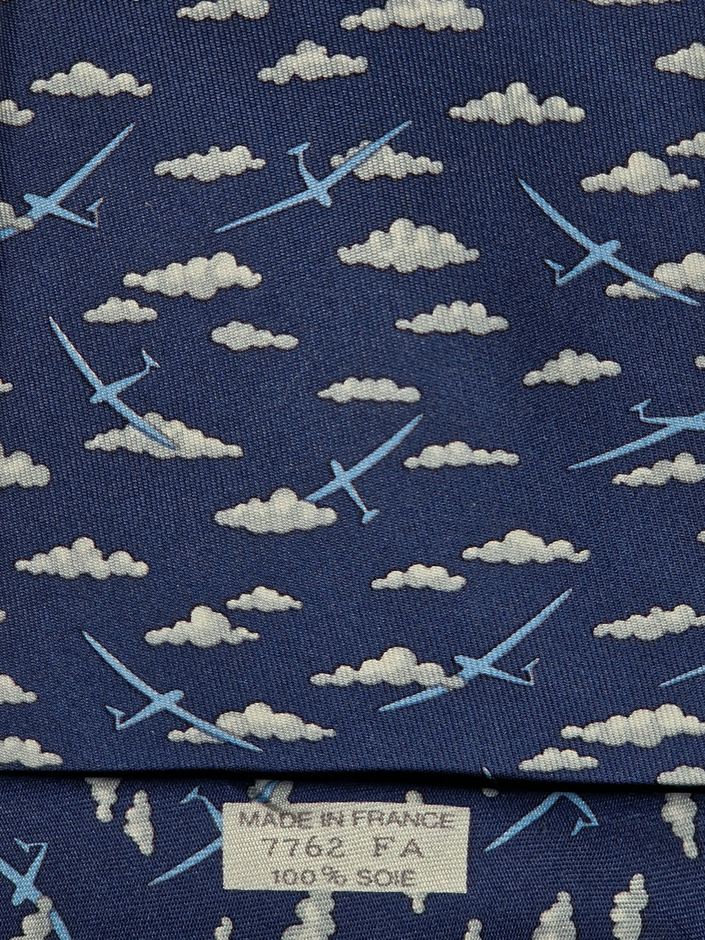 007762 Hermès tie blue aeroplanes 7762 FA