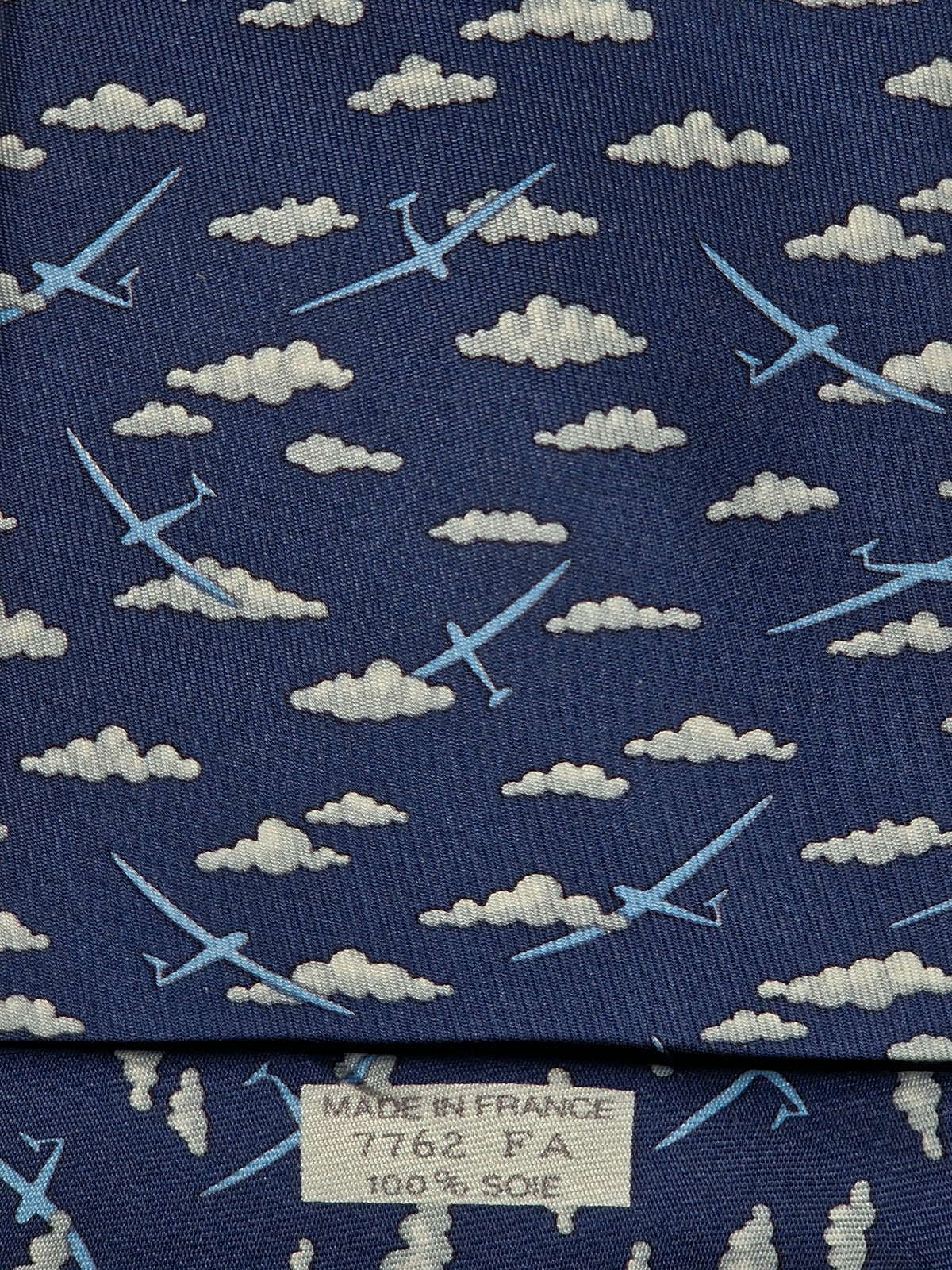 007762 Hermès tie blue aeroplanes 7762 FA