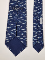 007762 Hermès tie blue aeroplanes 7762 FA