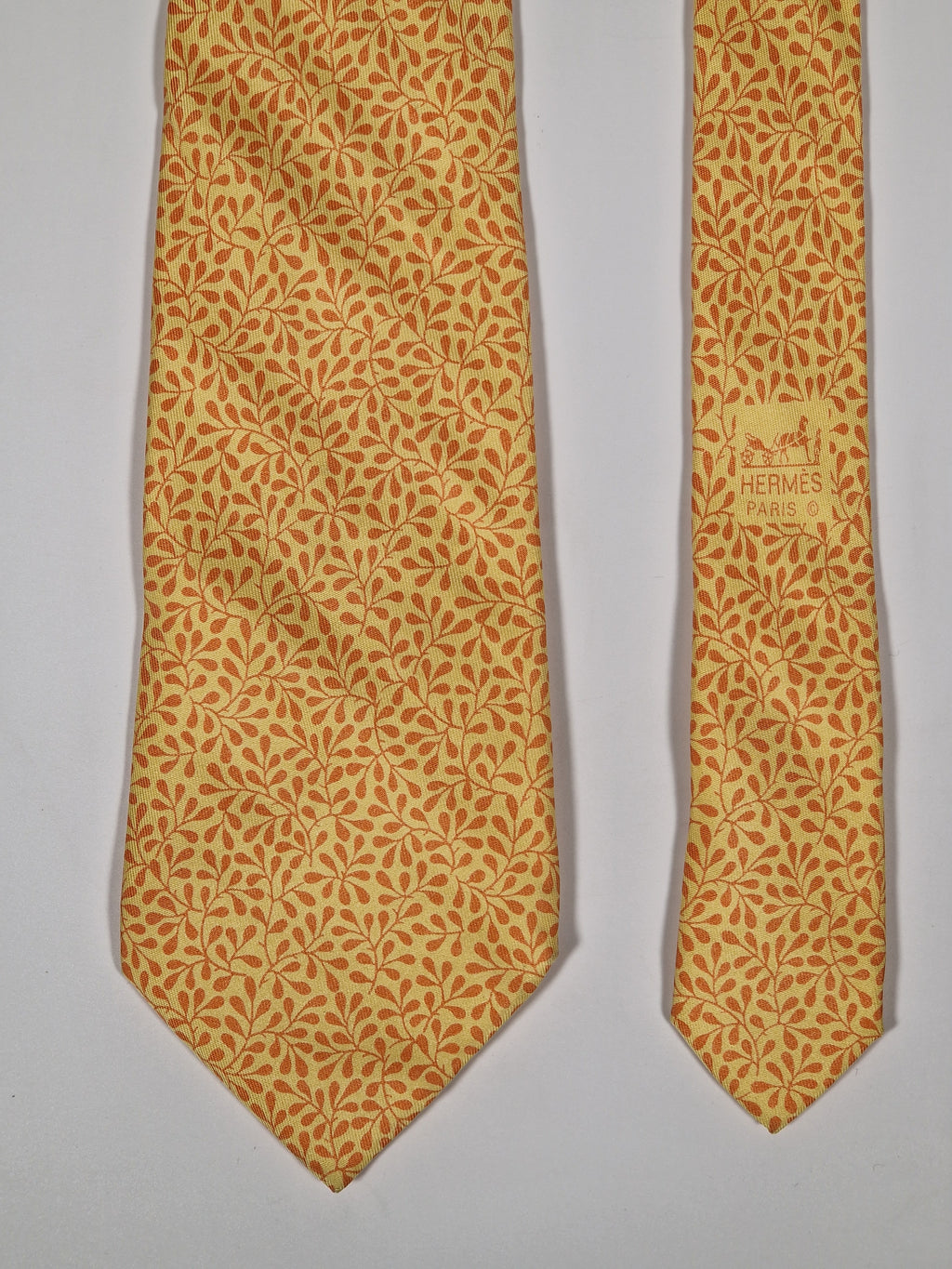 007779 Hermès tie yellow plant pattern 7779 FA