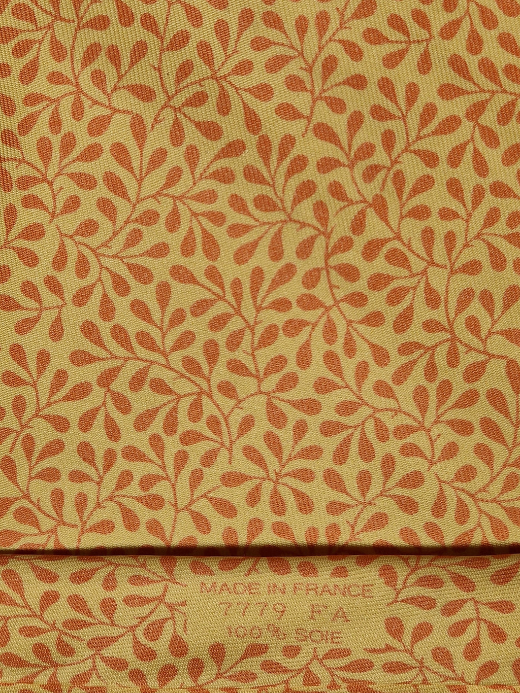 007779 Hermès tie yellow plant pattern 7779 FA