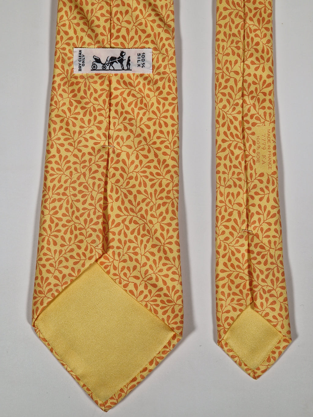 007779 Hermès tie yellow plant pattern 7779 FA
