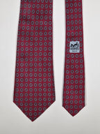 Hermès silk tie red tennisball pattern 777 UA