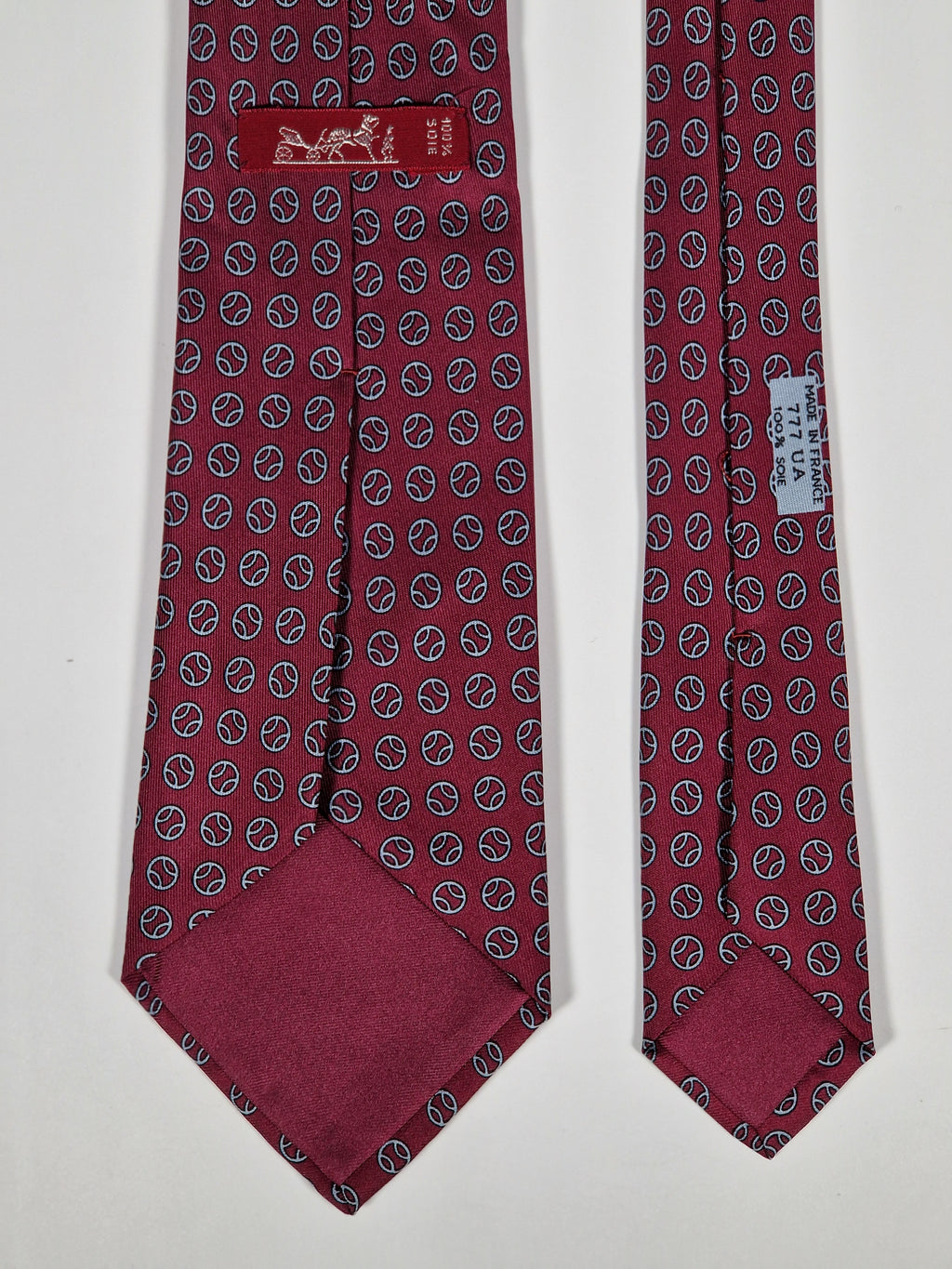 Hermès silk tie red tennisball pattern 777 UA