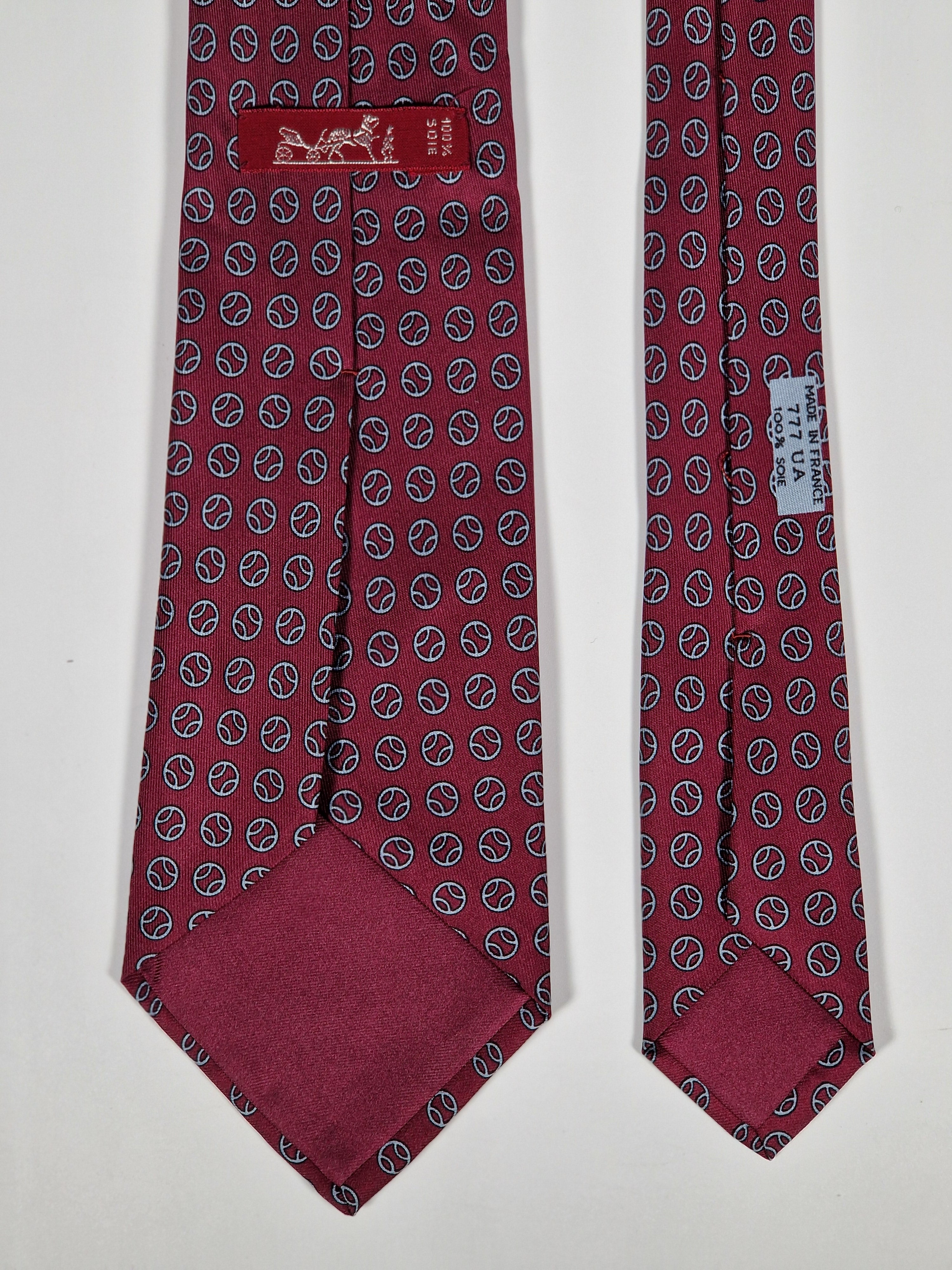Hermès silk tie red tennisball pattern 777 UA